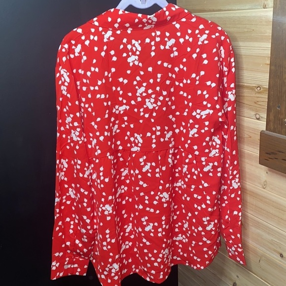 DOKOTOO Medium Women’s Polyester Collard Button Up Beautiful Red Sheer Blouse - Picture 6 of 6